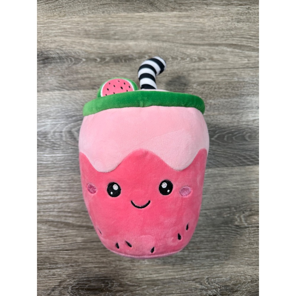 Cuddle Crew‎ Strawberry Watermelon Smoothie Plush Stuffed Toy Pink Drink Kawaii